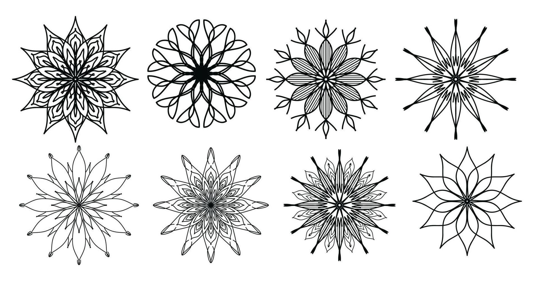 uppsättning mandala, mandalas. årgång dekorativ element. orientalisk mönster, vektor illustration. islam, arabiska, indian, turkiska, Pakistan, kinesiska, ottoman motiv