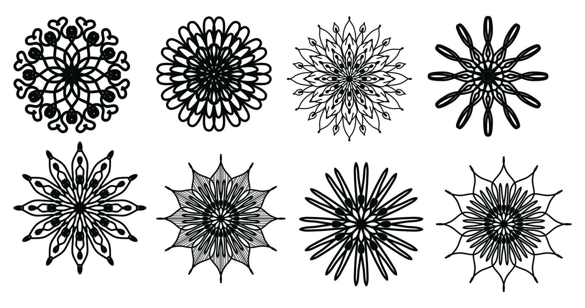 uppsättning mandala, mandalas. årgång dekorativ element. orientalisk mönster, vektor illustration. islam, arabiska, indian, turkiska, Pakistan, kinesiska, ottoman motiv