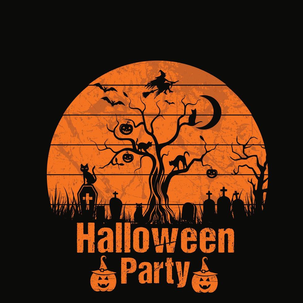 glücklicher halloween-parteivektorhintergrund, nachthintergrund mit gruseliger schloss- und kürbisillustration. Vektorelemente für Banner, Grußkarten-Halloween-Feier, Halloween-Party-Poster. vektor