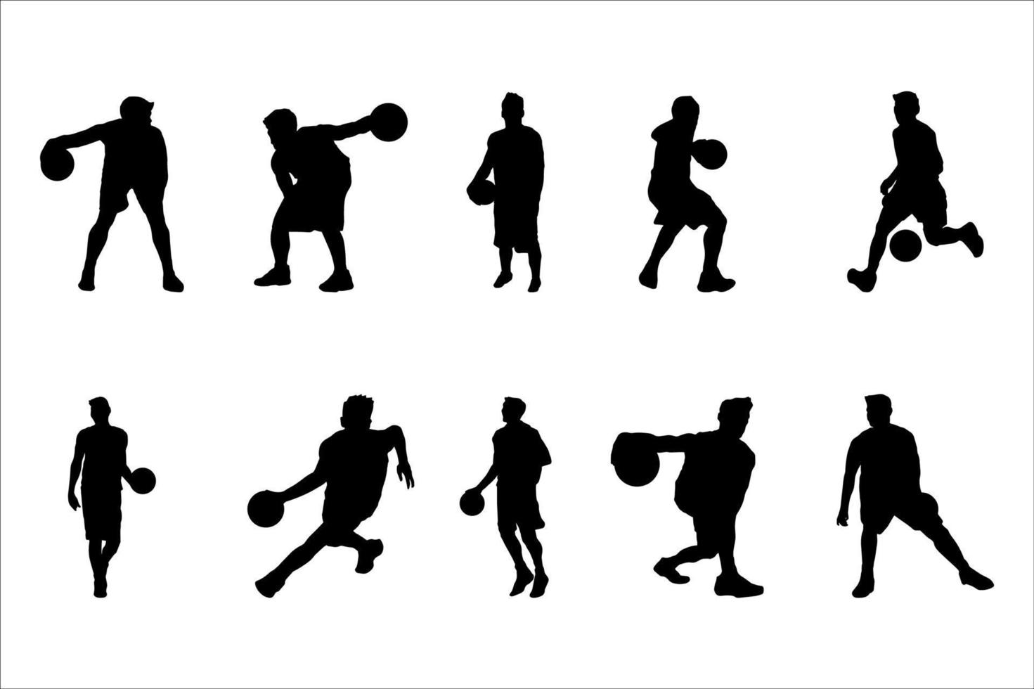 Sammlung von Silhouetten von Basketballspielern vektor