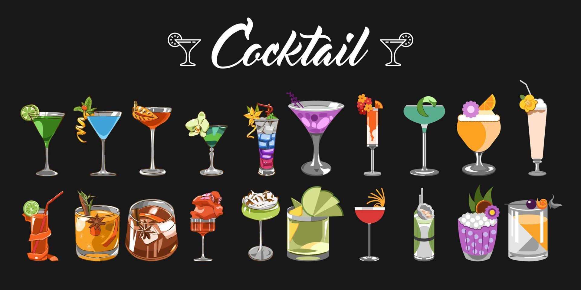 cocktail vektor uppsättning samling grafisk design