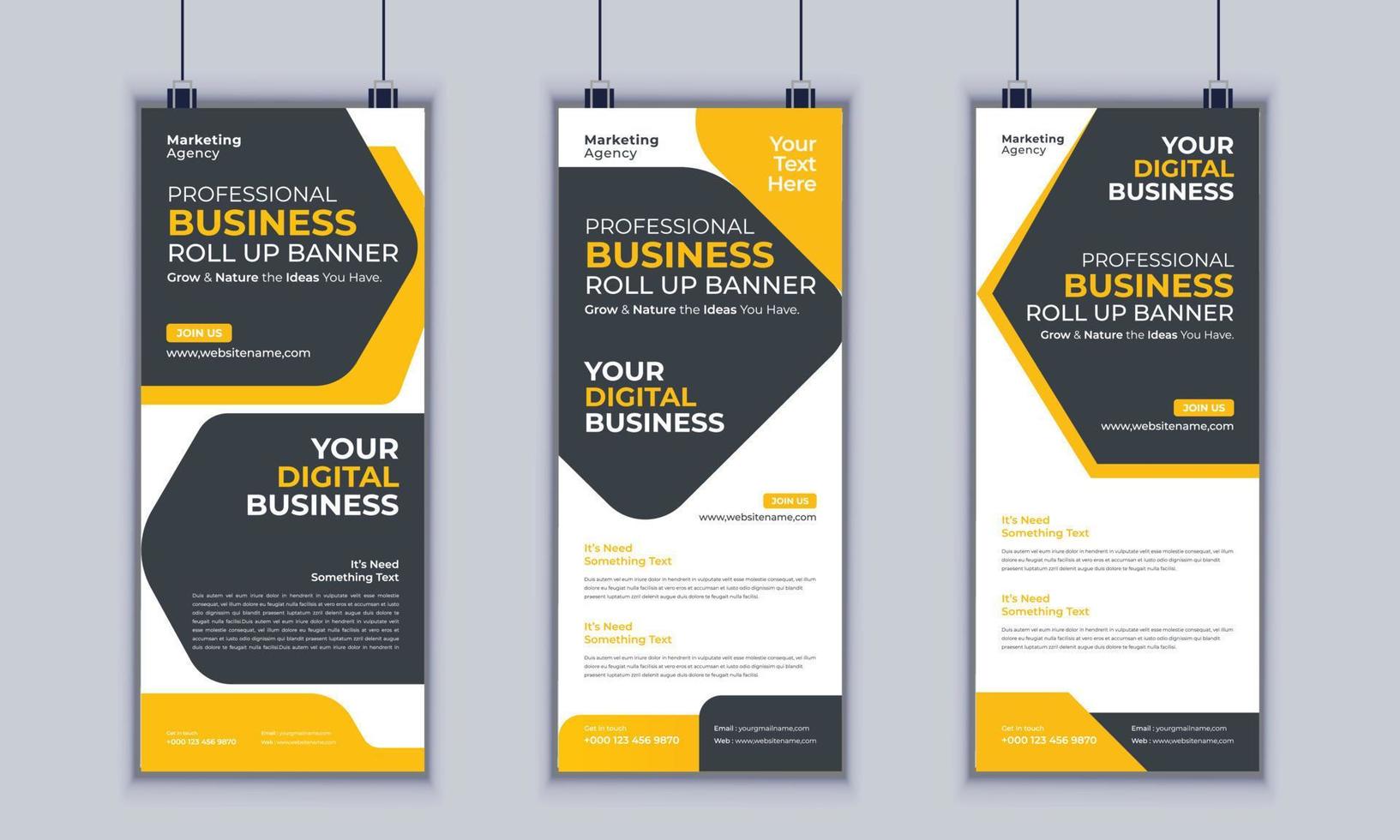 Corporate Business Roll-Up-Banner-Design, Mehrzweck-Roll-Up-Banner-Standee-Design, Vektor-Banner-Vorlage, Corporate-Identity-Druckvorlage vektor