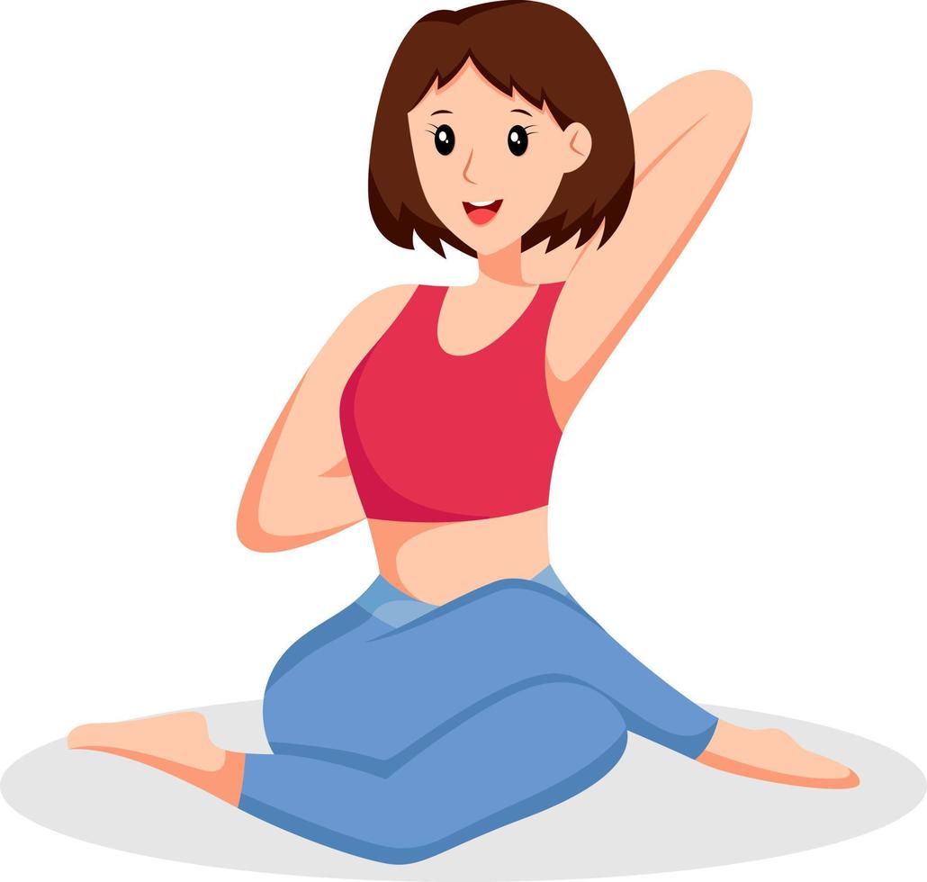 Mädchen-Yoga-Pose-Charakter-Design-Illustration vektor