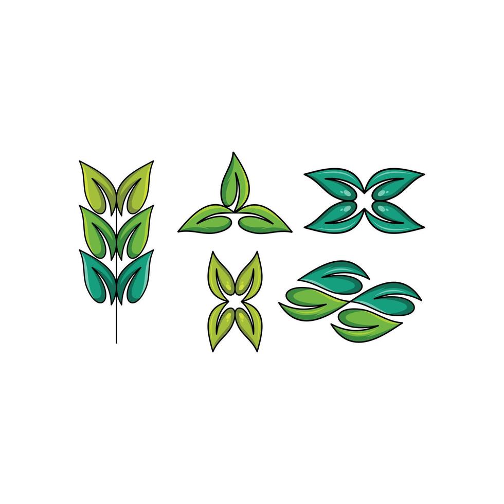 blad uppsättning natur ekologi enkel logotyp vektor