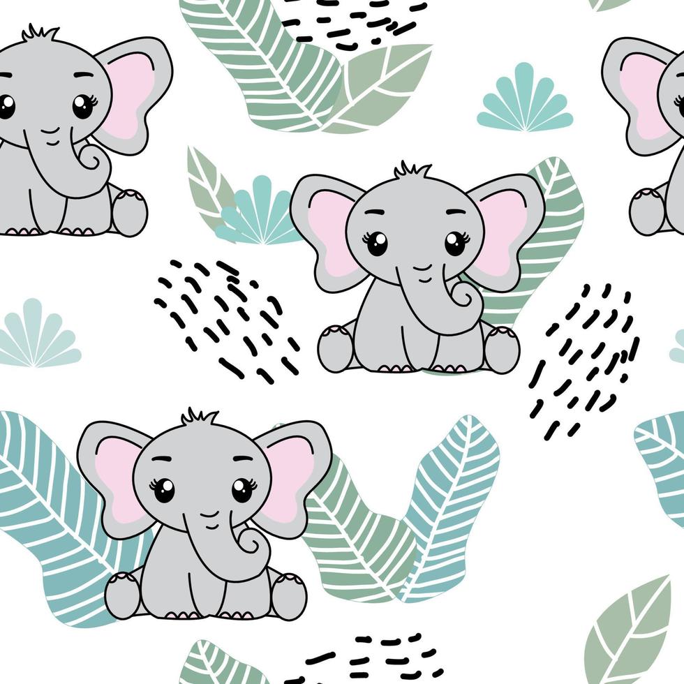 sömlös mönster med söt elefant, kreativ barnslig textur. bra för tyg, textil- vektor illustration.