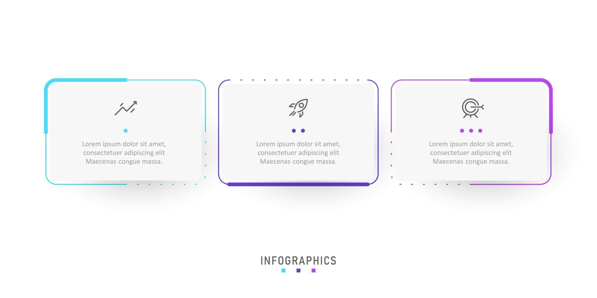 vektor infographic etikett designmall med ikoner och 3 alternativ eller steg. kan användas för processdiagram, presentationer, arbetsflödeslayout, banner, flödesschema, infograf.