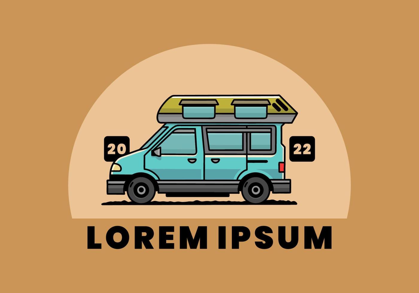 Van Camper Illustration Abzeichen Design vektor