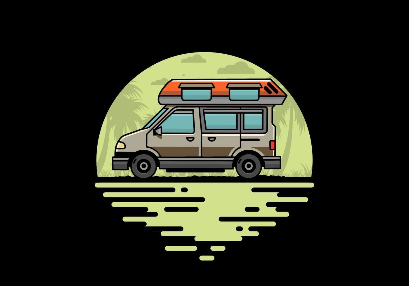 Van Camper Illustration Abzeichen Design vektor