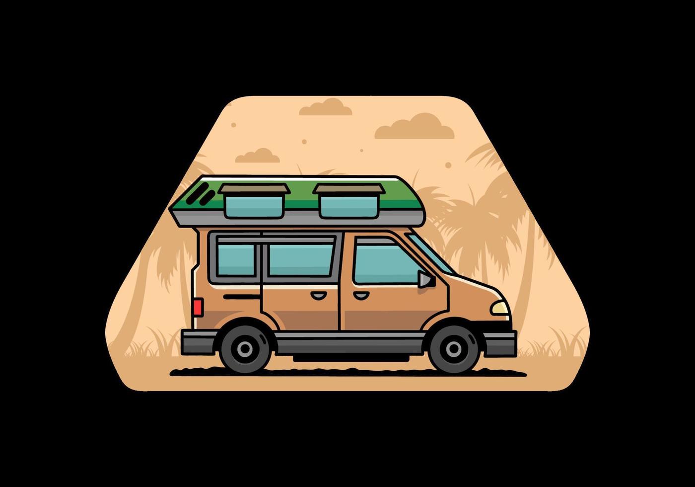 Van Camper Illustration Abzeichen Design vektor