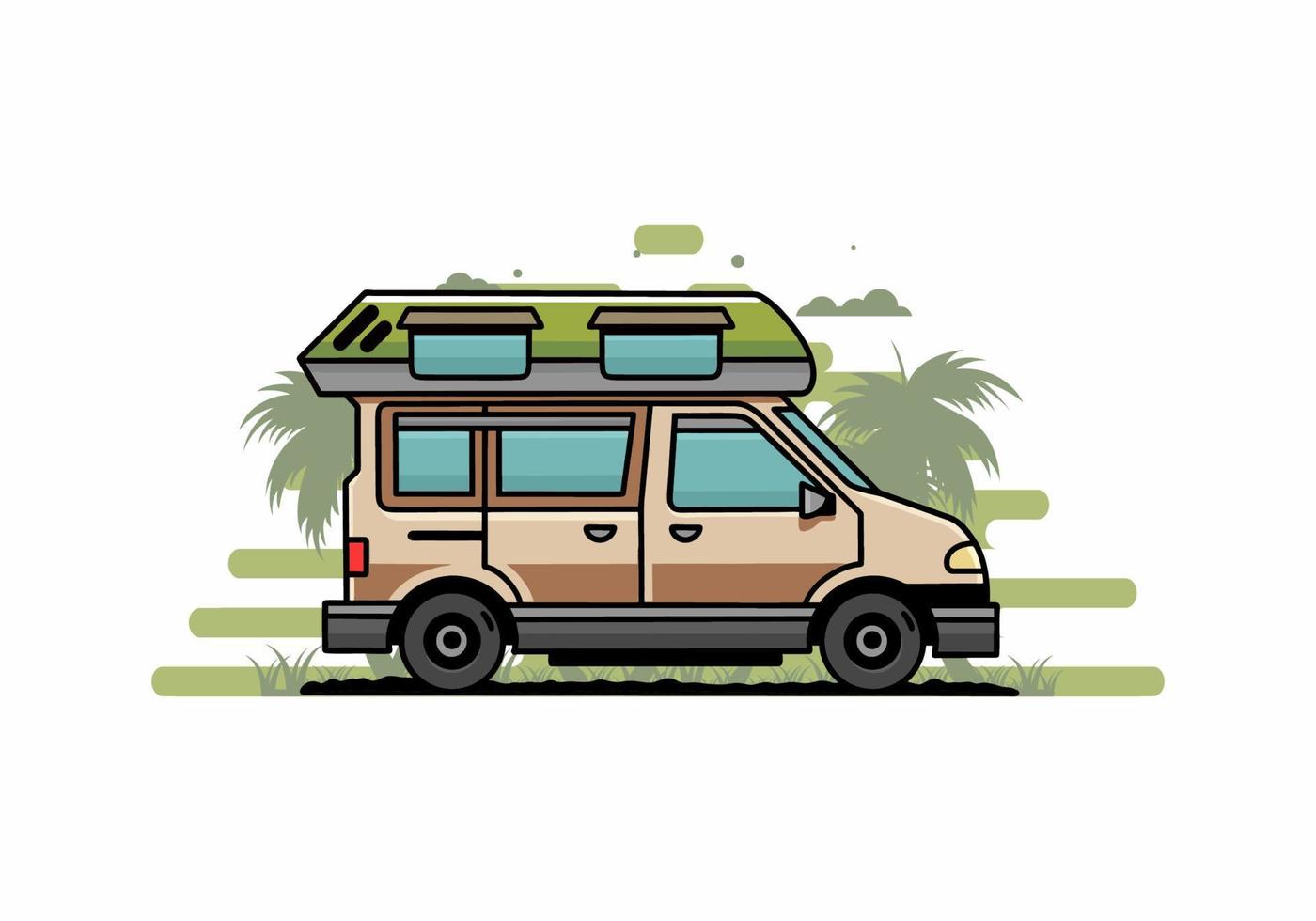 Van Camper Illustration Abzeichen Design vektor