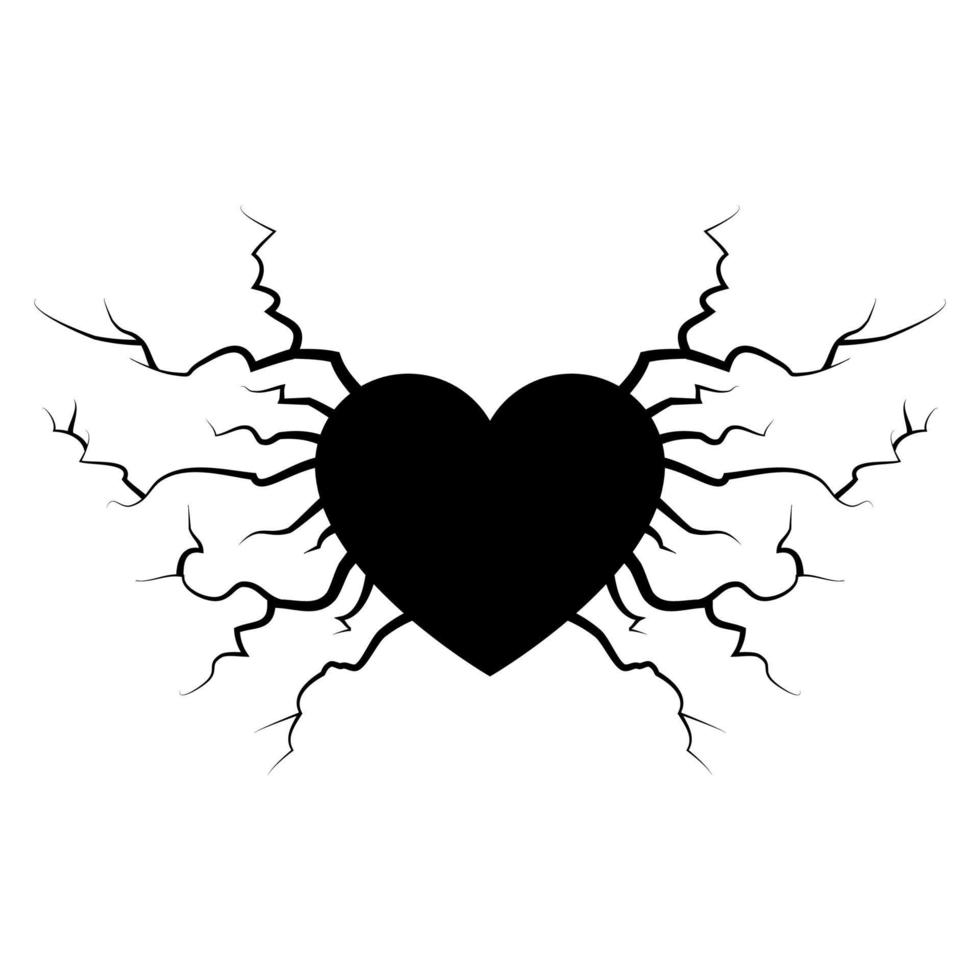 hand dragen knäckt kärlek hjärta. klotter ha sönder hjärta. vektor ikon illustration