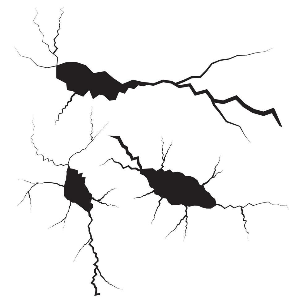 skrivhand dragen knäckt vägg, jord, glas, ägg. klotter ha sönder uppsättning. vektor illustration