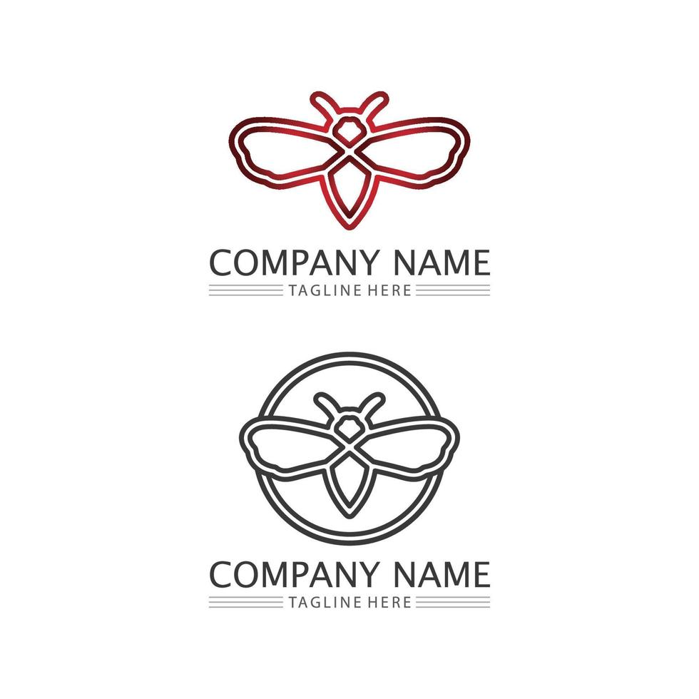 Honig und Biene Symbol Logo Vektor Tierdesign und Illustration