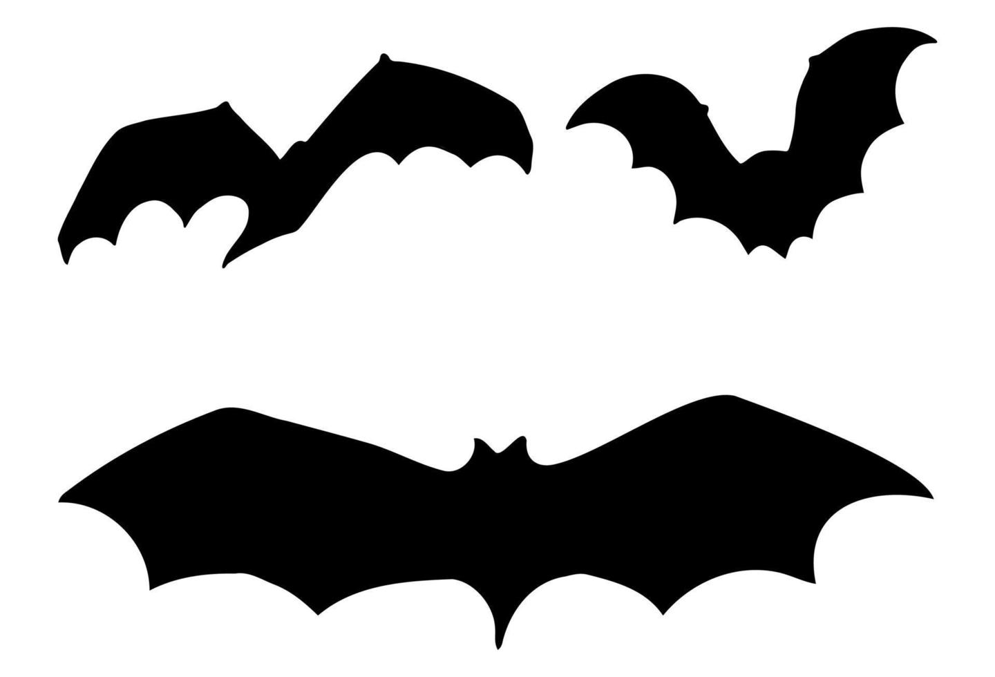 halloween schwarze fledermäuse fliegen silhouetten isoliert auf weiß. einfache Fledermaus-Symbol-Vektor-Cartoon-Illustration. fallen, halloween. Wildlife-Design-Element. vektor