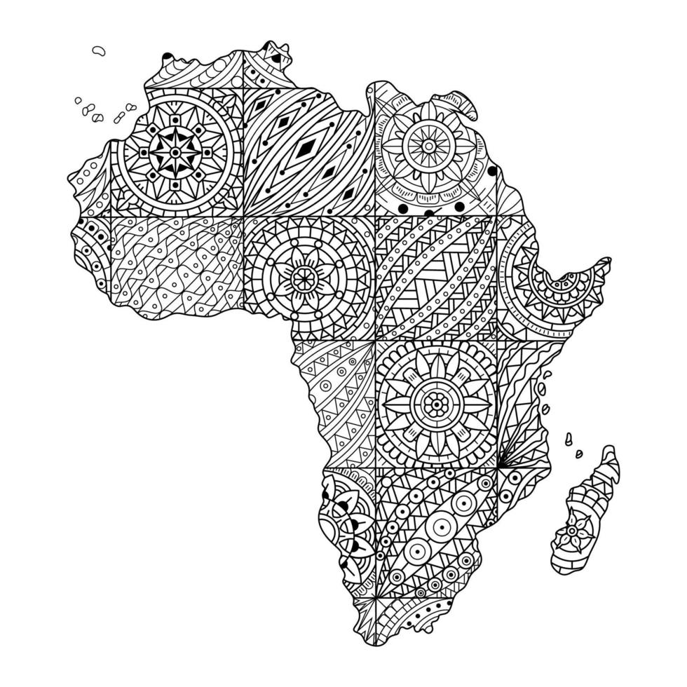 afrika karte strichzeichnungen vektor