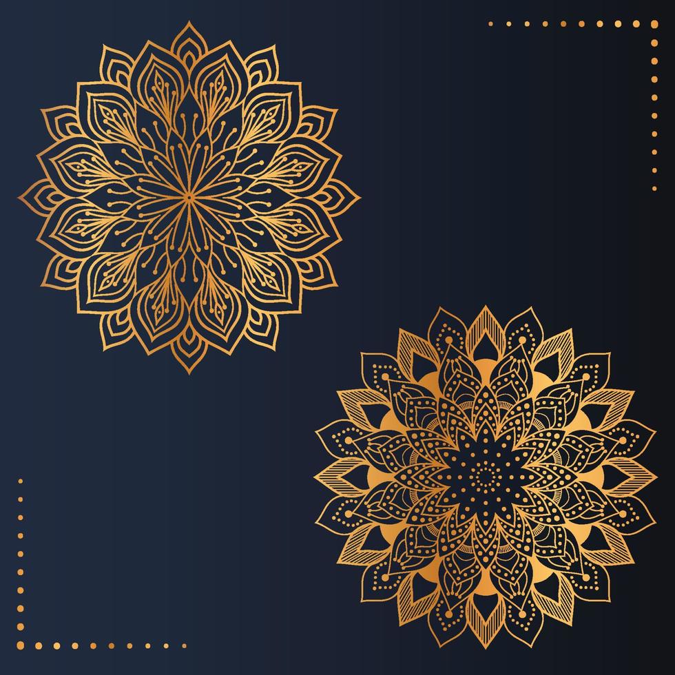 luxuriöse dekorative verzierte runde mandala. Vintage-Vektormuster. einladung, hochzeit scrapbooking. goldene aufkleber mehndi und yoga entwerfen magisches symbol vektor