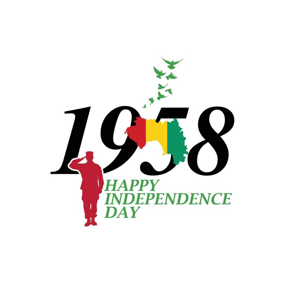 2. oktober, der den unabhängigkeitstag von guinea feiert, grüßende soldaten und armeen sind im einsatz, luftstreitkräfte zeigen eine flugschau am himmel, ein nationalfeiertag, der 1958 von der republik guinea begangen wurde vektor