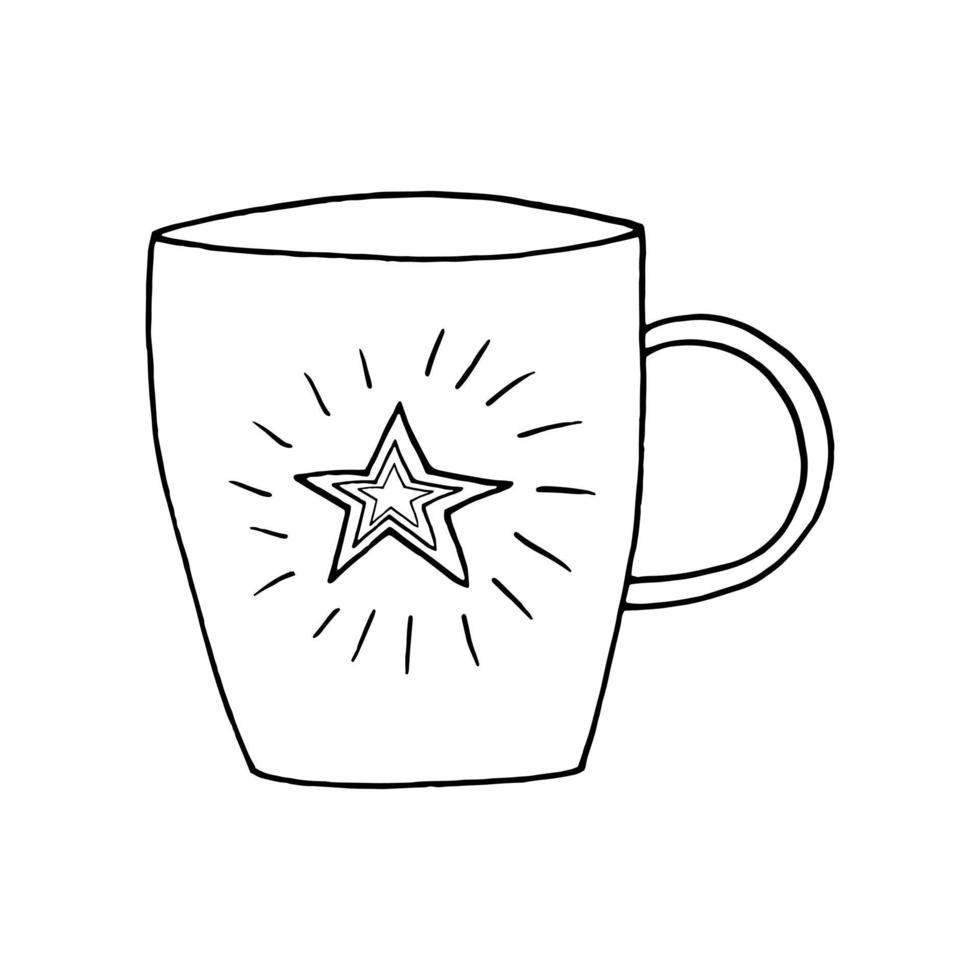 Tasse mit Sternhand im Doodle-Stil gezeichnet vektor
