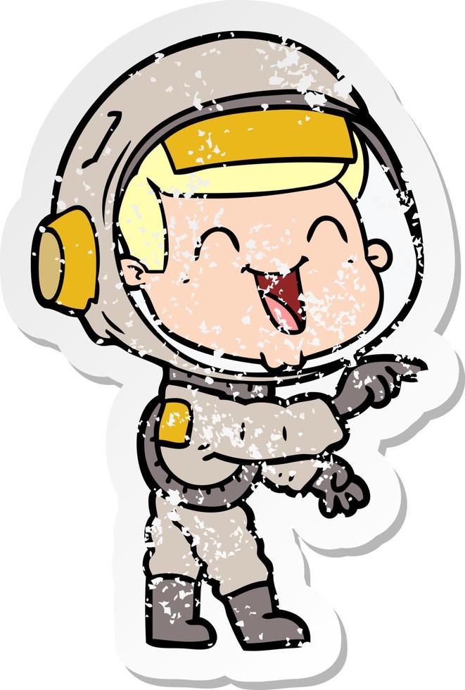 beunruhigter Aufkleber eines glücklichen Cartoon-Astronauten vektor