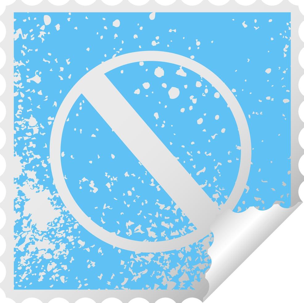 Distressed Square Peeling Sticker Symbol nicht erlaubtes Zeichen vektor