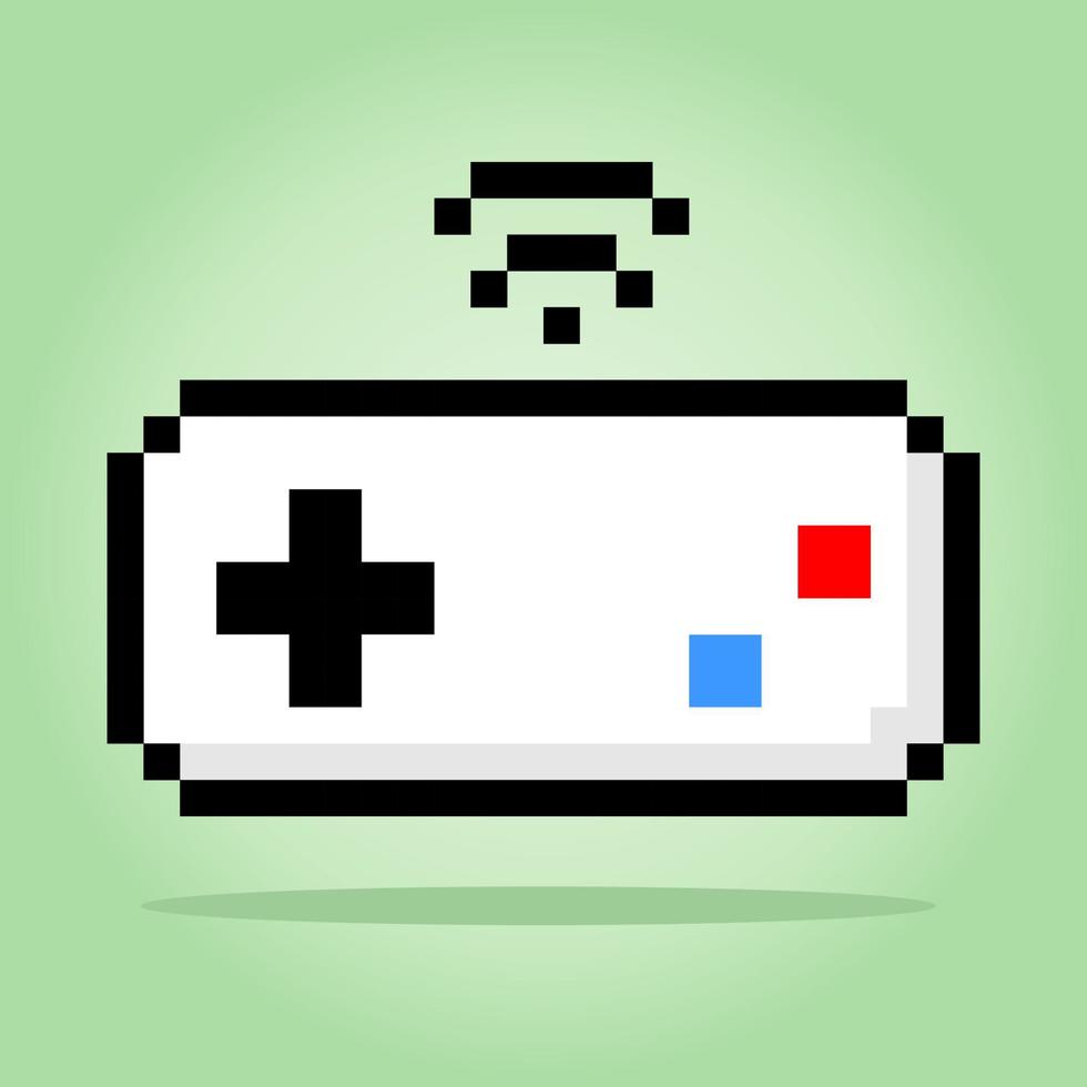 Pixel-8-Bit-Gamepad. Joystick-Symbol für Spiel-Assets in Vektorillustration. vektor