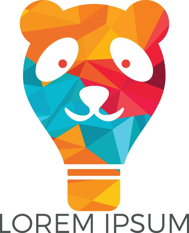 Glühbirne Panda-Form-Logo-Design. kreatives tier- und zooideenkonzept. vektor