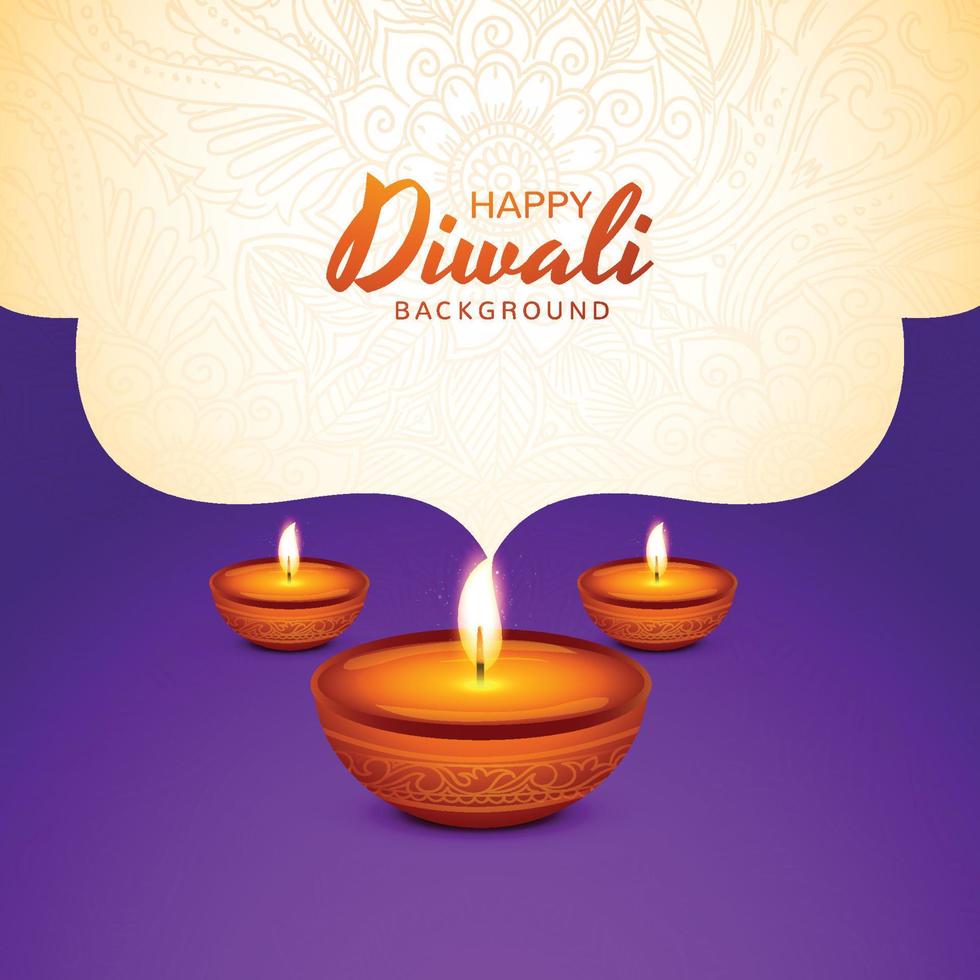 tradtional Lycklig diwali festival bakgrund med lampor design vektor