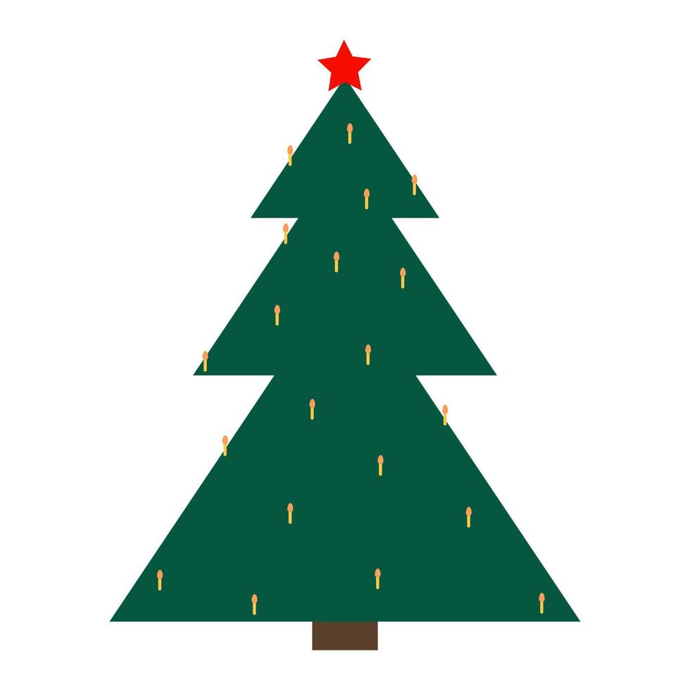 jul träd med massor av brinnande ljus. jul symbol vektor