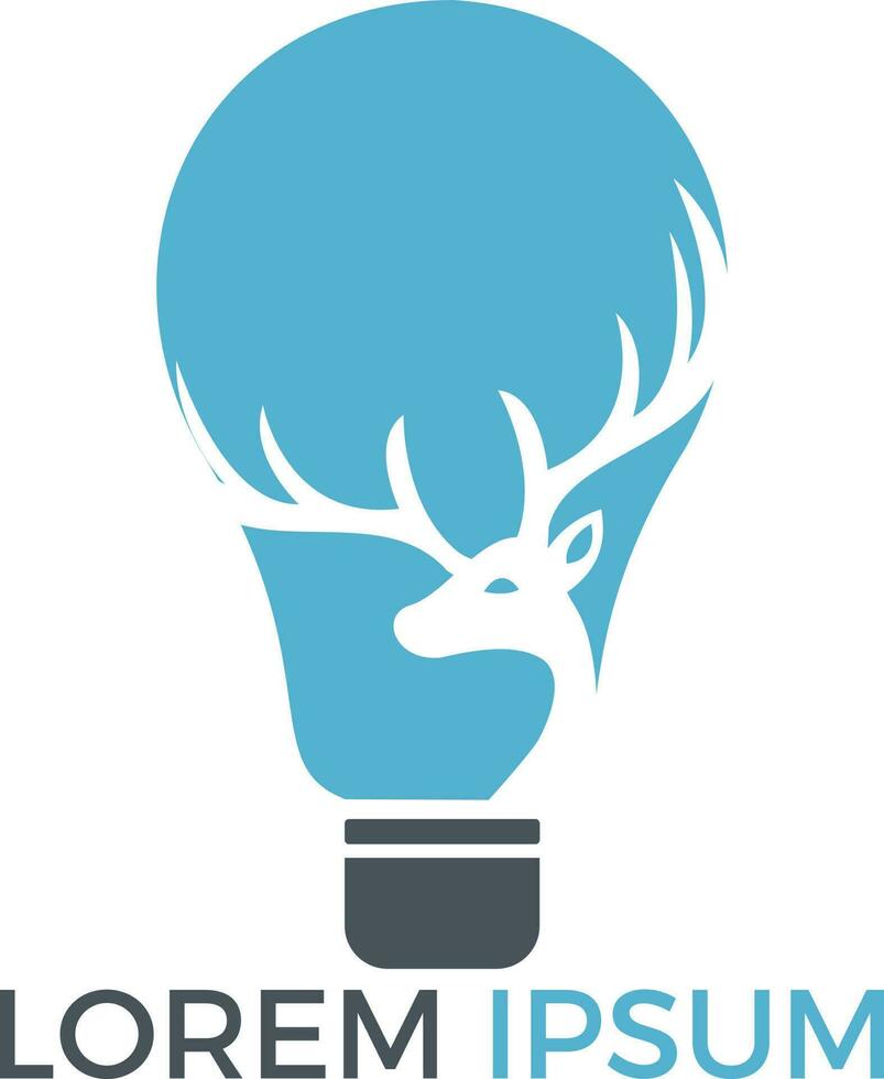 skön rådjur och ett elektrisk ljus Glödlampa logotyp design. vektor