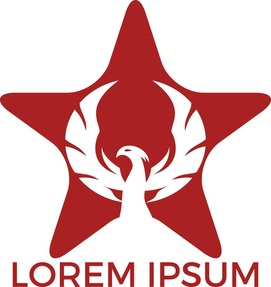 sternförmiges Phönix-Logo-Design. heraldische Phönix-Stern-Logo-Design-Vorlage. vektor