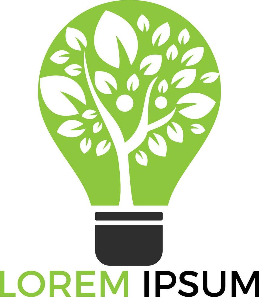 menschlicher Baum und Glühbirnen-Logo-Design. menschliche Gesundheit und Pflege Vektor-Logo-Design-Vorlage. vektor