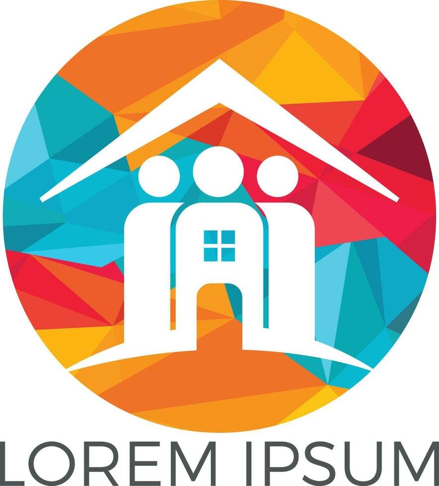Community-Home-Logo-Design. Vektorsymbol für Haus und Menschen. vektor