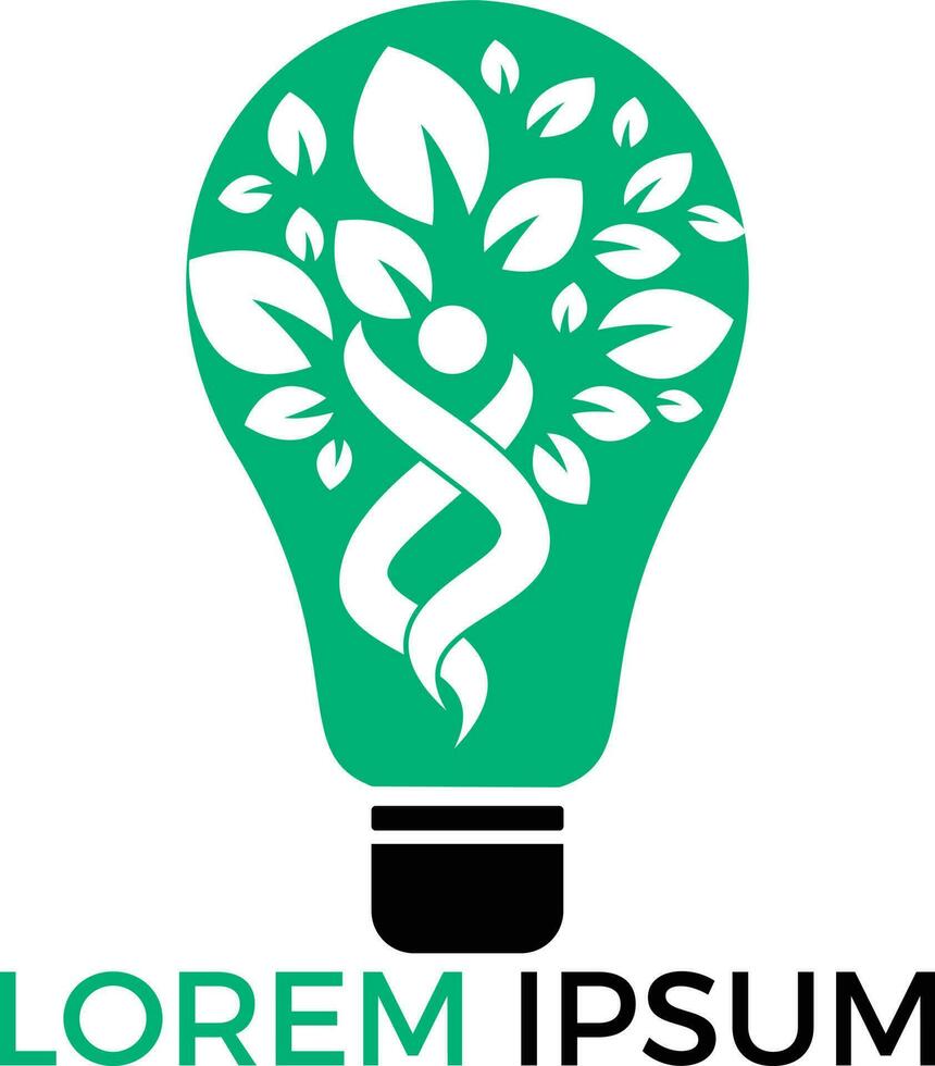 menschlicher Baum und Glühbirnen-Logo-Design. menschliche Gesundheit und Pflege Vektor-Logo-Design-Vorlage. vektor