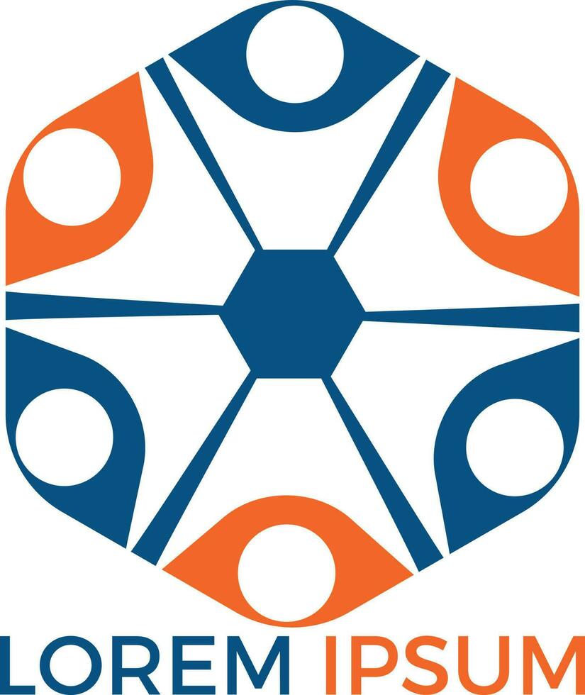 abstraktes Gemeinschaftslogo. glückliche Menschen-Logo. Teamwork-Symbol. soziales Logo. Symbol für Partnerschaftsmenschen. vektor