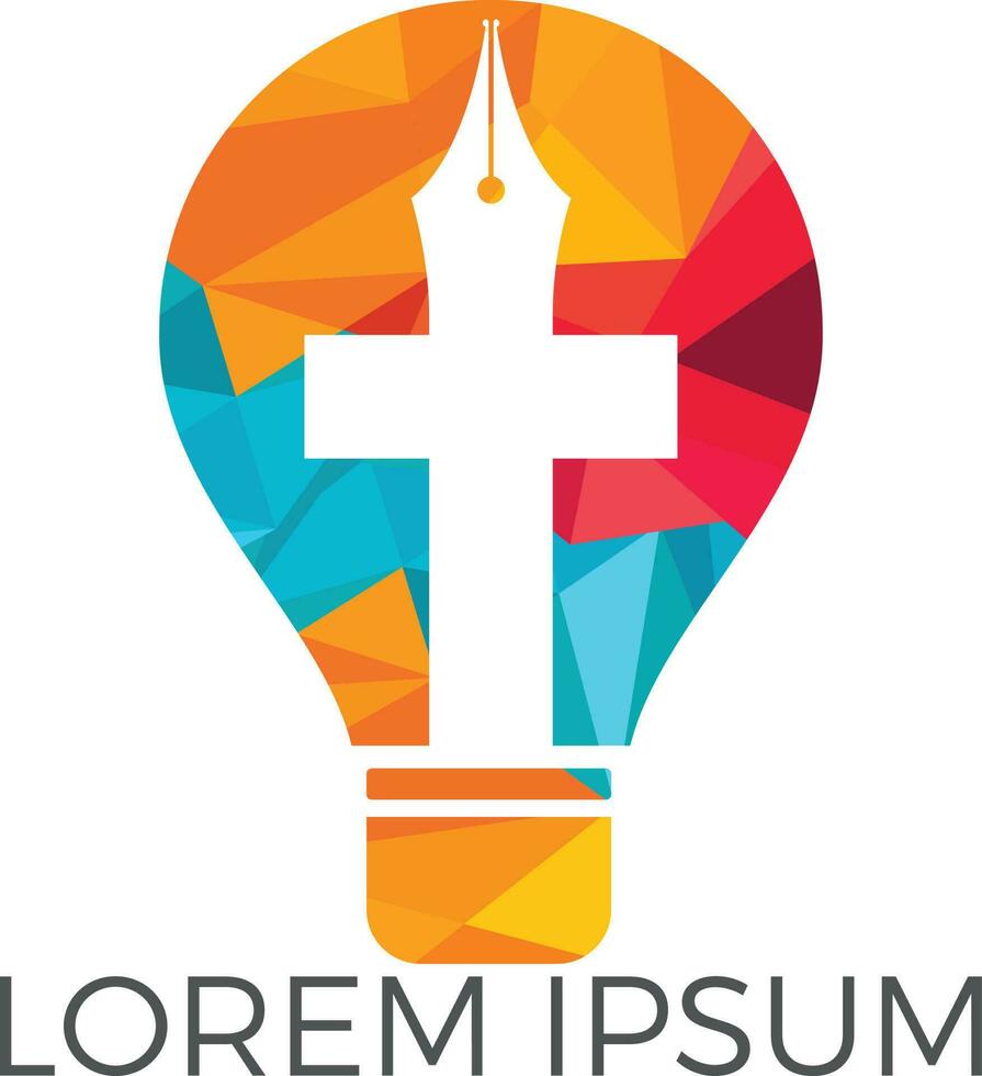 Logo-Design der Kirche. Logo-Design des Ministeriums für die Kirche. die lampe von jesus christus. Gottes Lampenzeichen. vektor