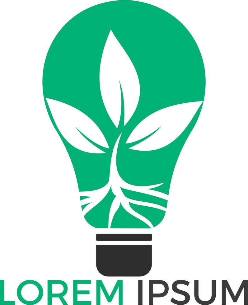 logotyp mall med växt växande inuti ljus Glödlampa. ekologi, tillväxt, utveckling begrepp vektor design.