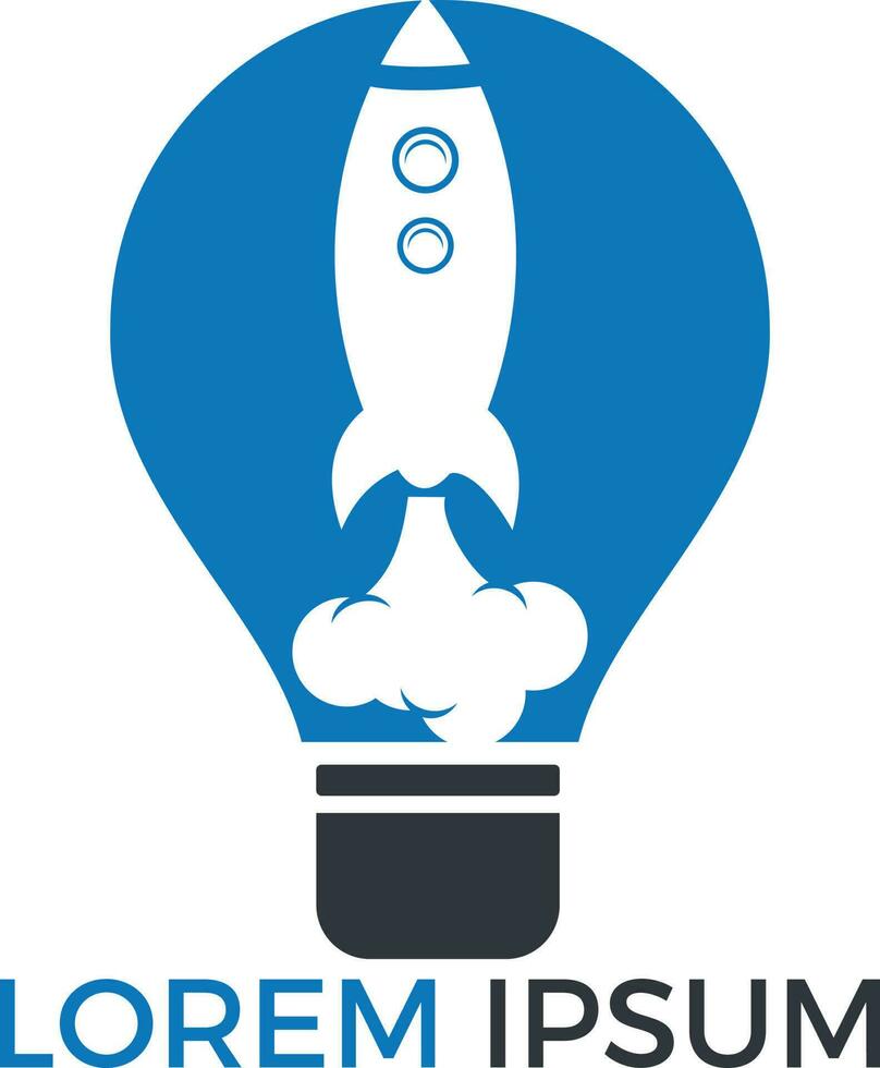 ljus Glödlampa och raket logotyp design. ljus Glödlampa och flygplan symbol eller ikon. vektor