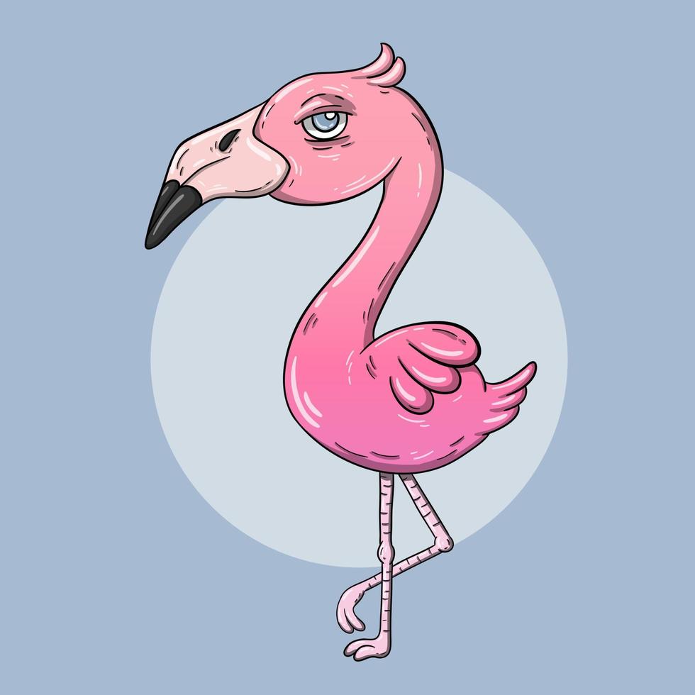 rosa flamingo tecknad serie vektor illustration