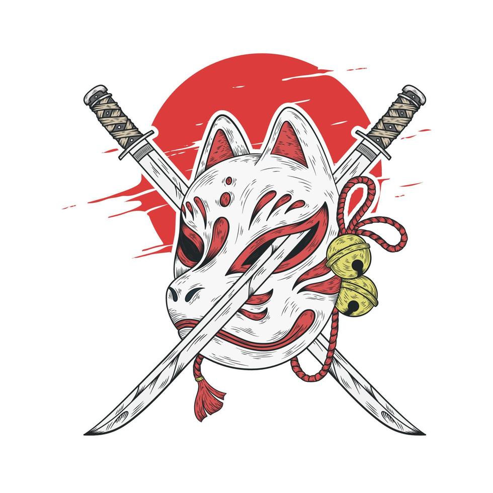 japanische Kitsune-Maskenvektorillustration vektor
