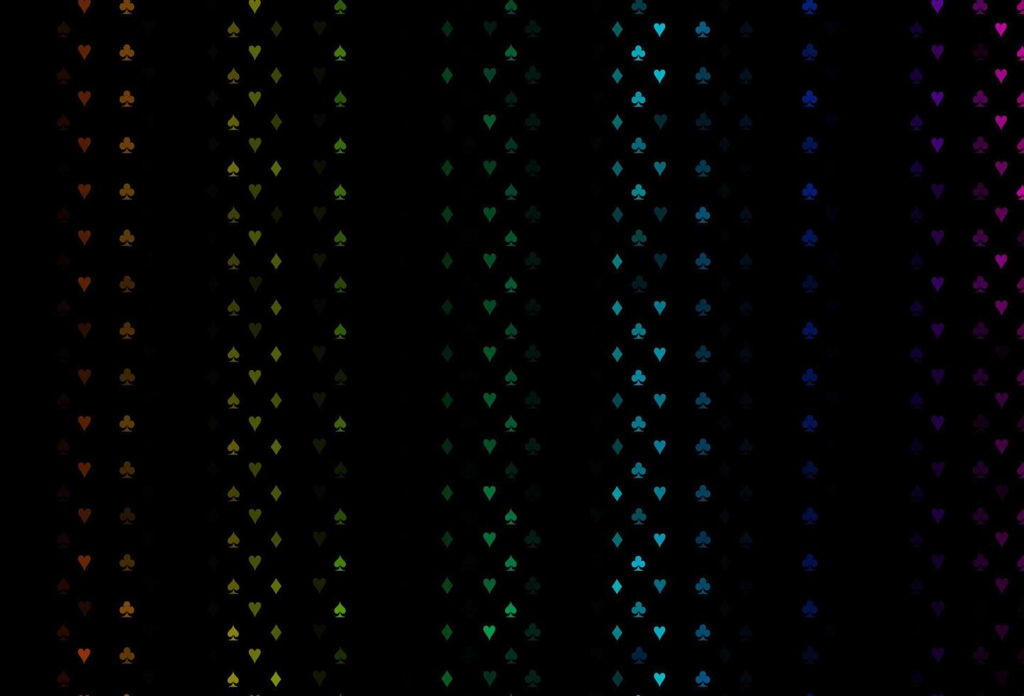 dunkle mehrfarbige, regenbogenfarbene Vektortextur mit Spielkarten. vektor
