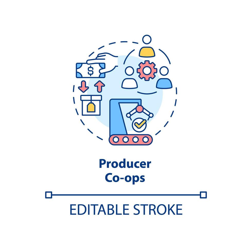 Symbol für das Konzept der Produzentengenossenschaften. ähnliche waren produktion abstrakte idee dünne linie illustration. bessere Preise zu erzielen. isolierte Umrisszeichnung. editierbarer Strich. vektor