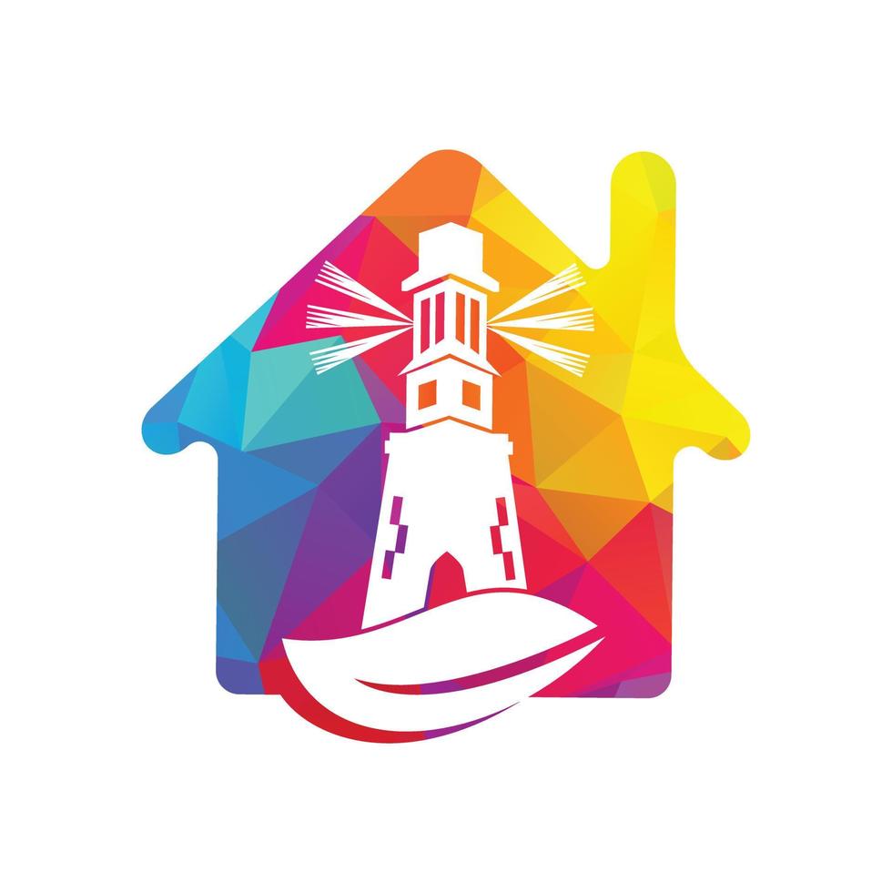 grünes Leuchtturm-Logo-Template-Design. Blatt- und Leuchtturm-Logo-Vorlage vektor