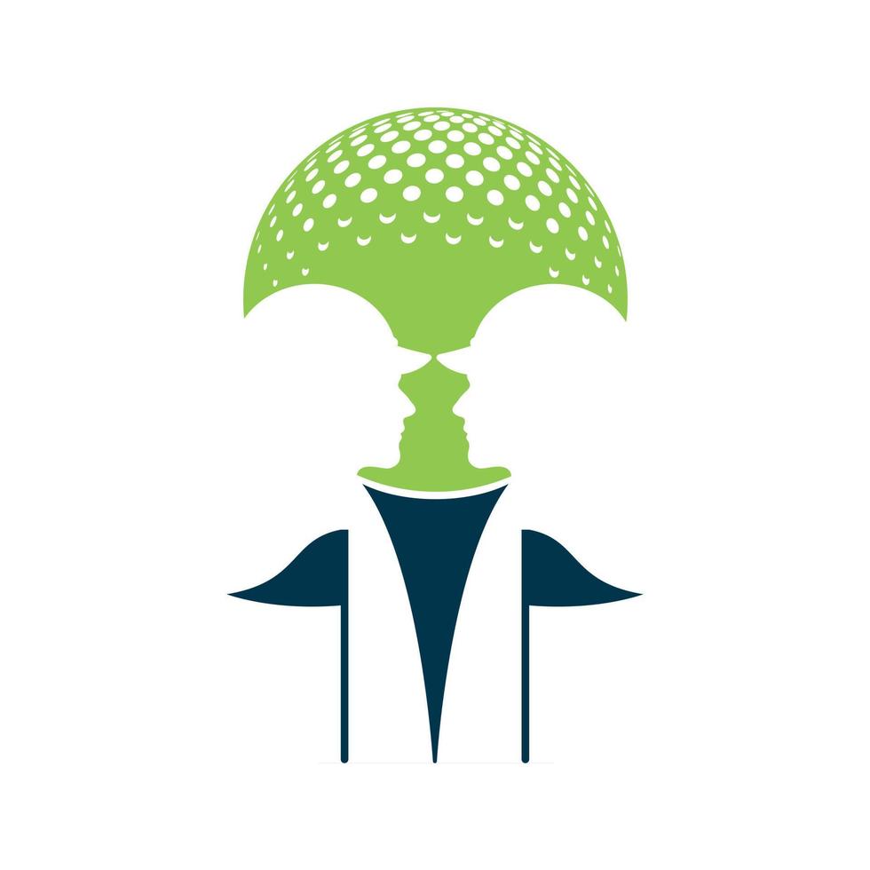 Golfspieler-Logo mit Elementen des Ball- und Flaggendesigns. kann für Golfausrüstungsfirmen verwendet werden vektor