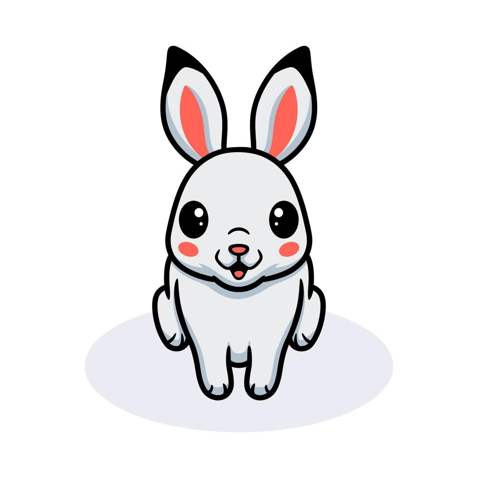 niedlicher kleiner weißer kaninchen-cartoon vektor