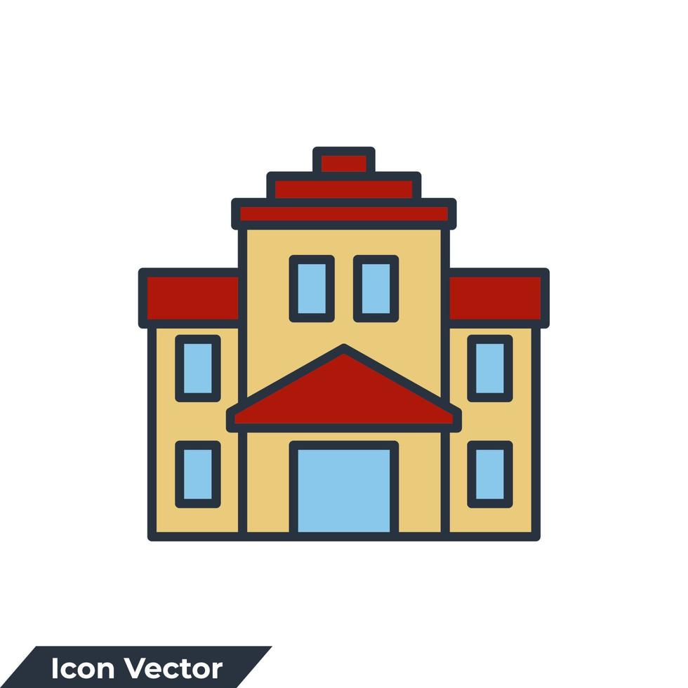 Schulgebäude-Symbol-Logo-Vektor-Illustration. Highschool-Symbolvorlage für Grafik- und Webdesign-Sammlung vektor