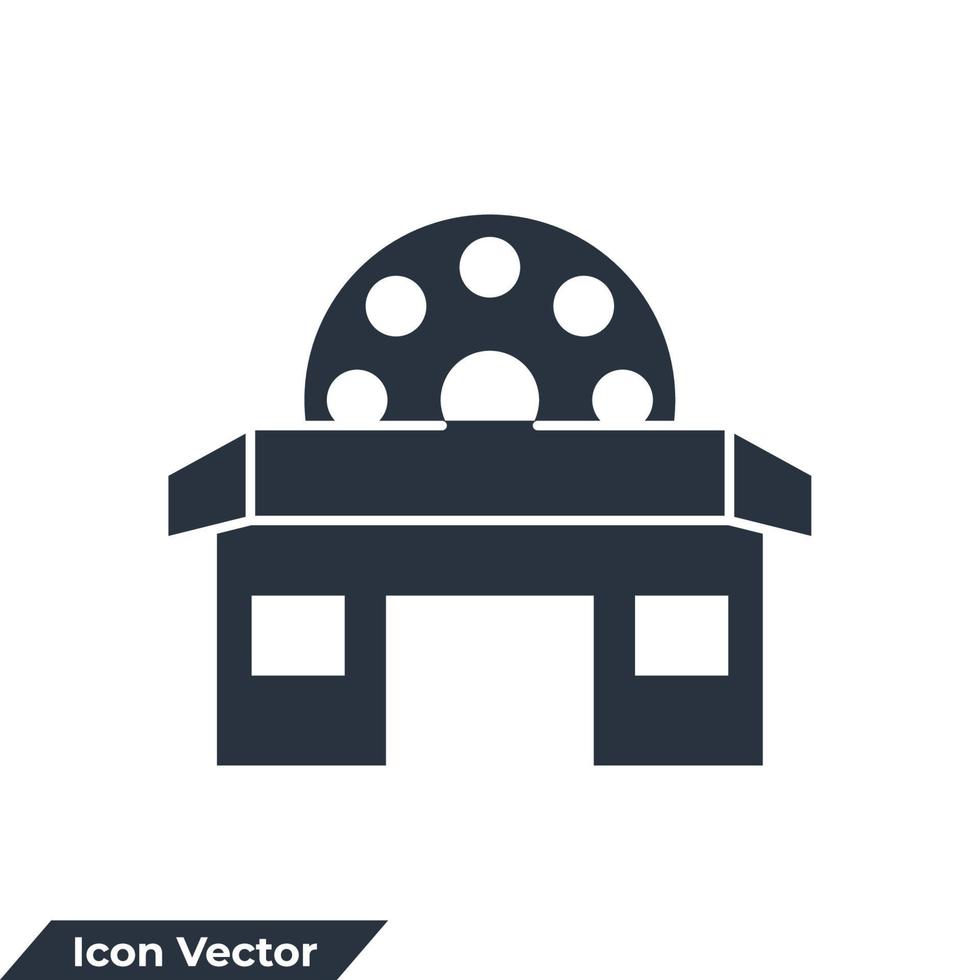 teater bio byggnad ikon logotyp vektor illustration. teater bio symbol mall för grafisk och webb design samling