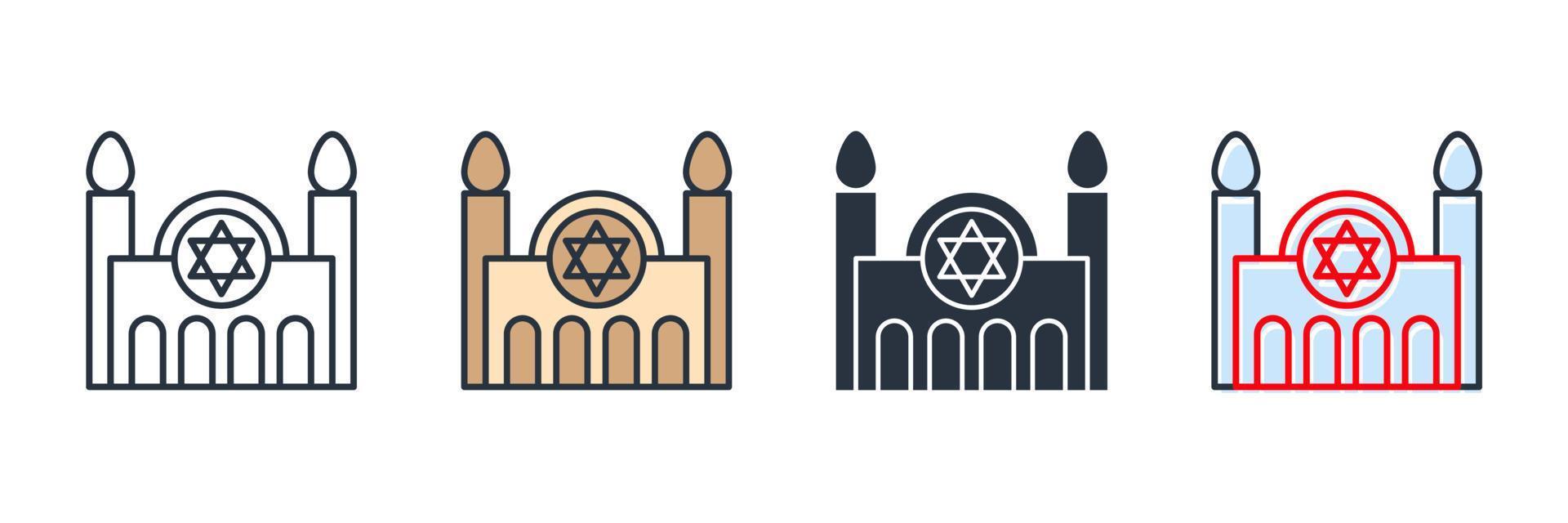 synagoga byggnad ikon logotyp vektor illustration. jewish hus av dyrkan symbol mall för grafisk och webb design samling