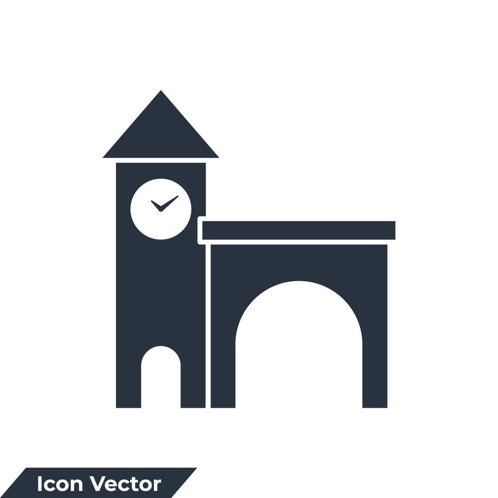 järnväg station byggnad ikon logotyp vektor illustration. järnväg station symbol mall för grafisk och webb design samling