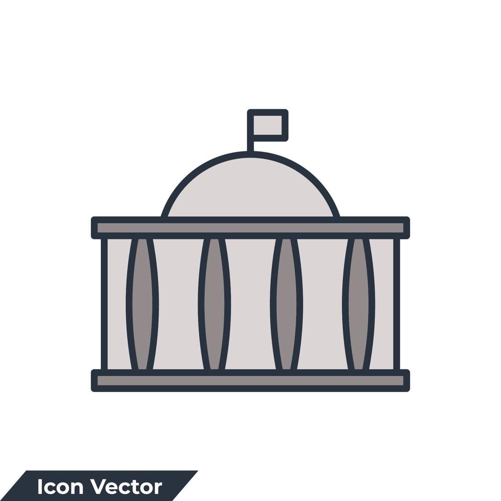 regering byggnad ikon logotyp vektor illustration. regering symbol mall för grafisk och webb design samling