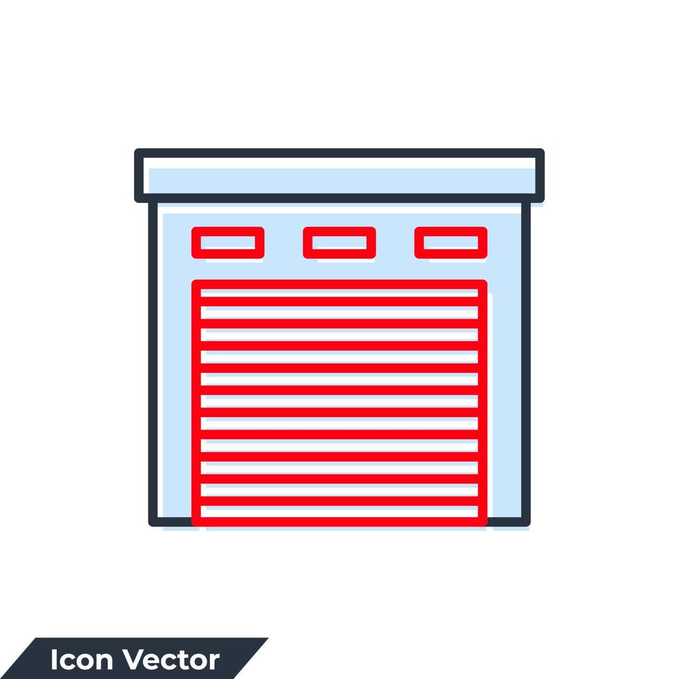 Garage Gebäude Symbol Logo Vektor Illustration. Garagensymbolvorlage für Grafik- und Webdesign-Sammlung